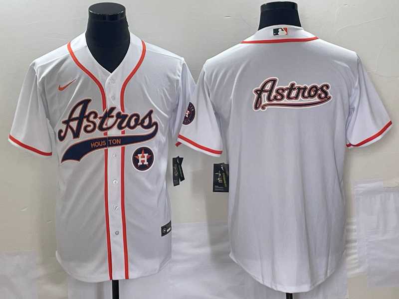 Men%27s Houston Astros White Team Big Logo Cool Base Stitched Jerseys